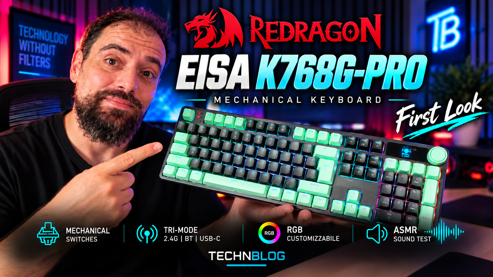 Redragon EISA K768G-PRO: la tastiera meccanica che sorprende per design e sound